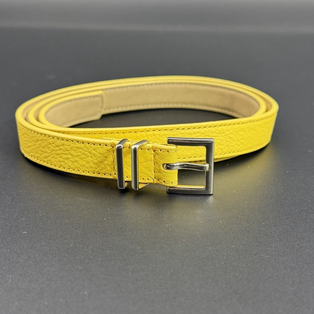 Talbots Yellow Leather Belt with Silver Buckle